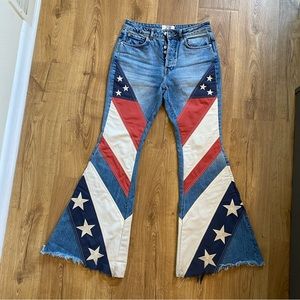 Free People “Betsy” We-the-Free Flare Leg Americana Jeans, Women’s Size 28